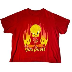 Vintage 90s Looney Tunes Tweety Bird Devil T Shirt‎ Size XL